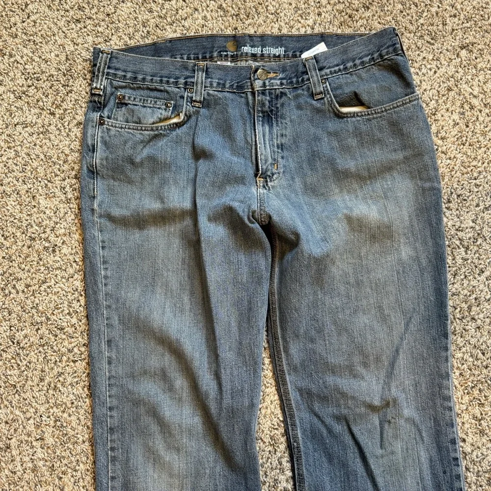 Carhartt Jeans Mens 36x32 Blue Relaxed Straight Fit B320 WTB Denim Workwear